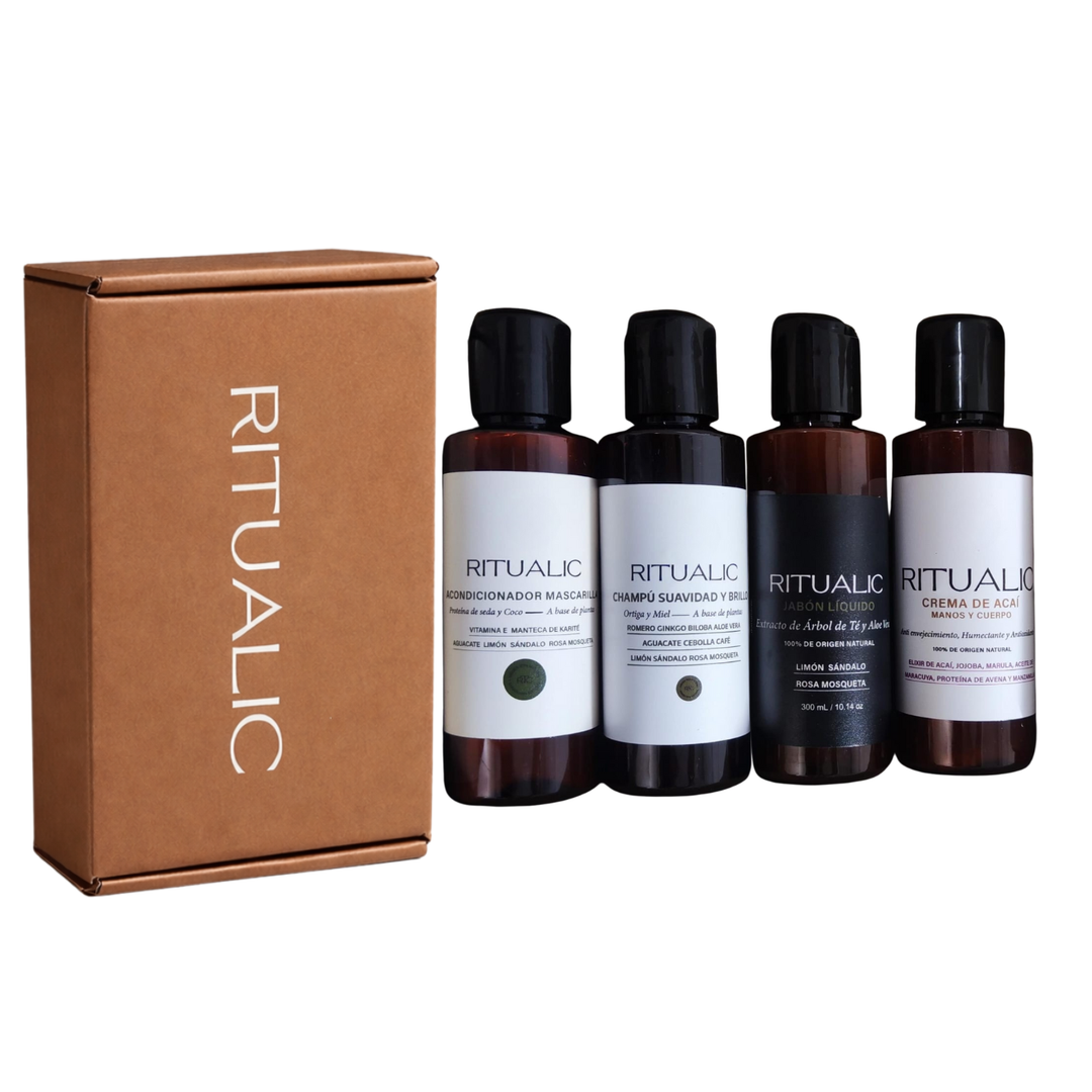 Caja Viajera: Champú+Acondicionador+Jabón+Crema 100 mL