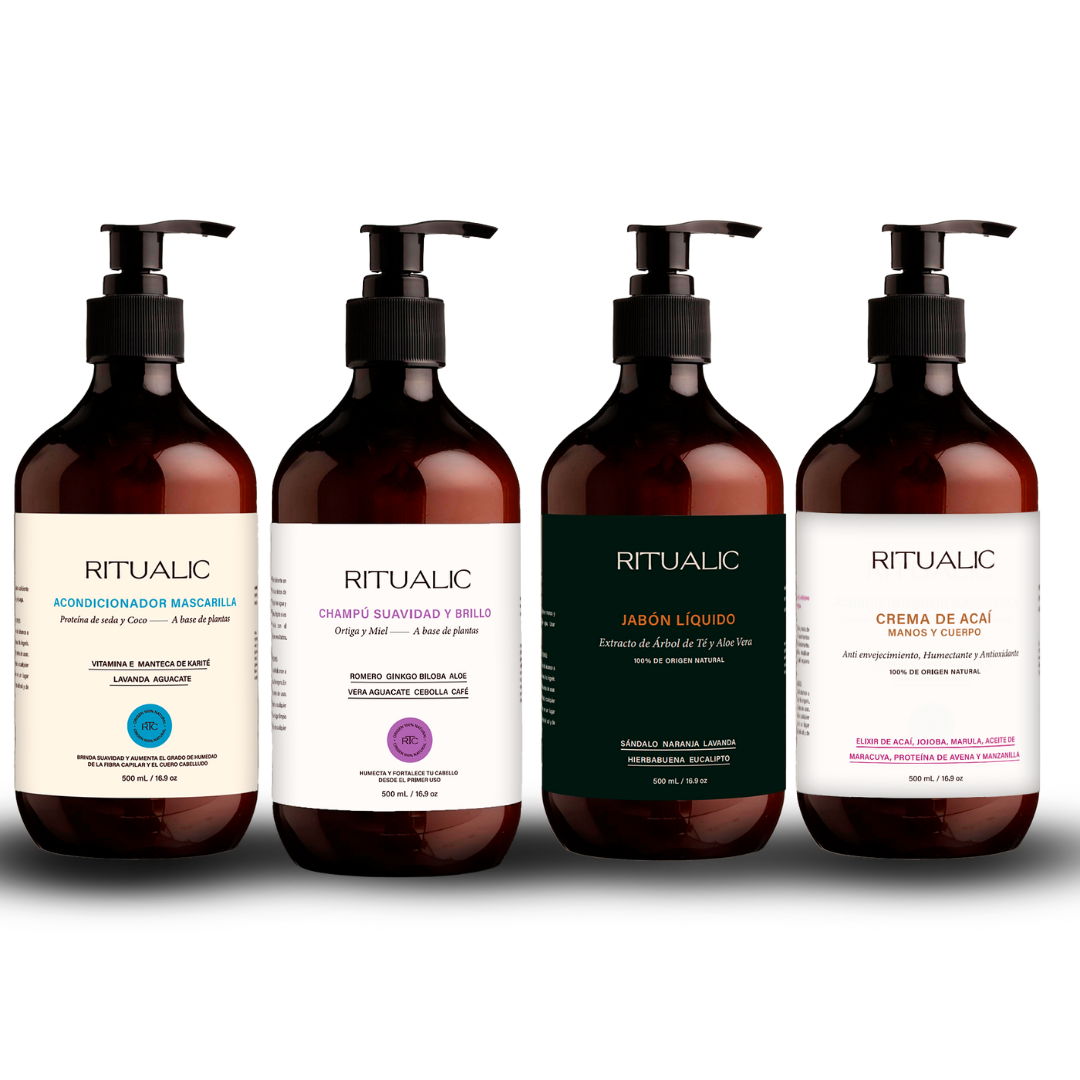 Ritual Cuidado Completo: Champú + Acondicionador + Jabón + Crema - 300mL o 500 mL