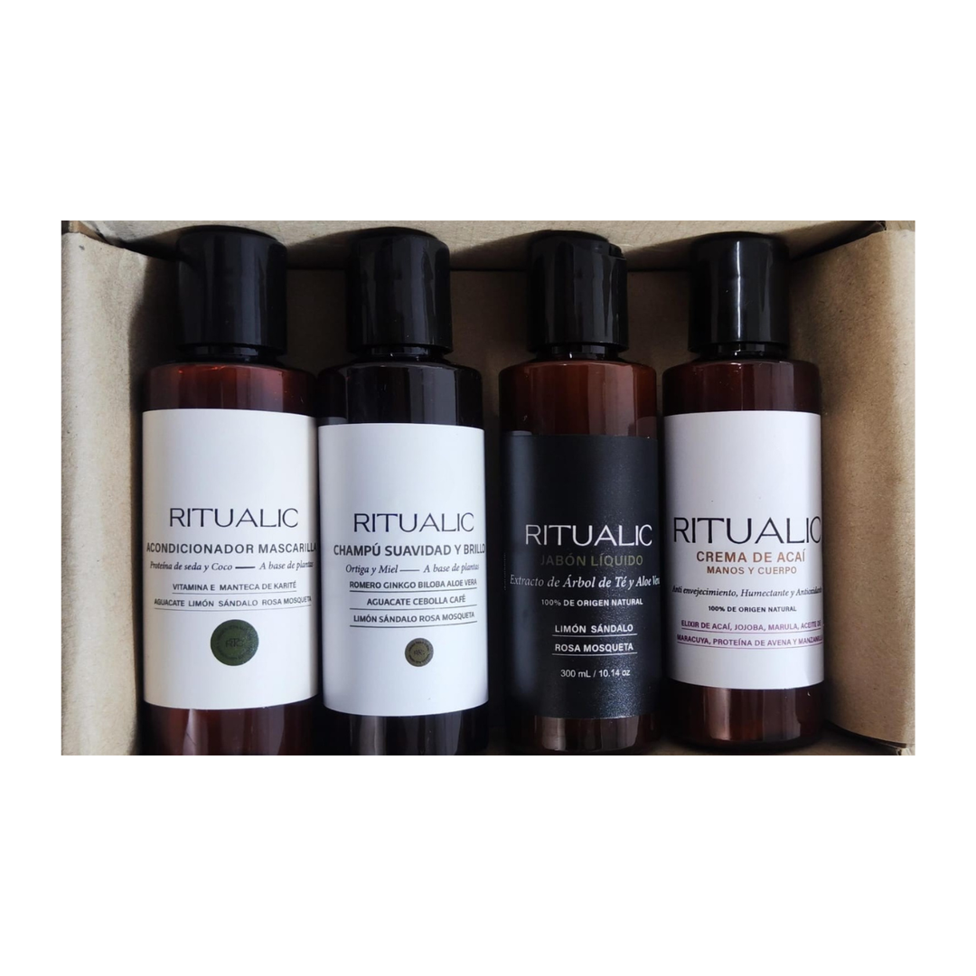 Caja Viajera: Champú+Acondicionador+Jabón+Crema 100 mL