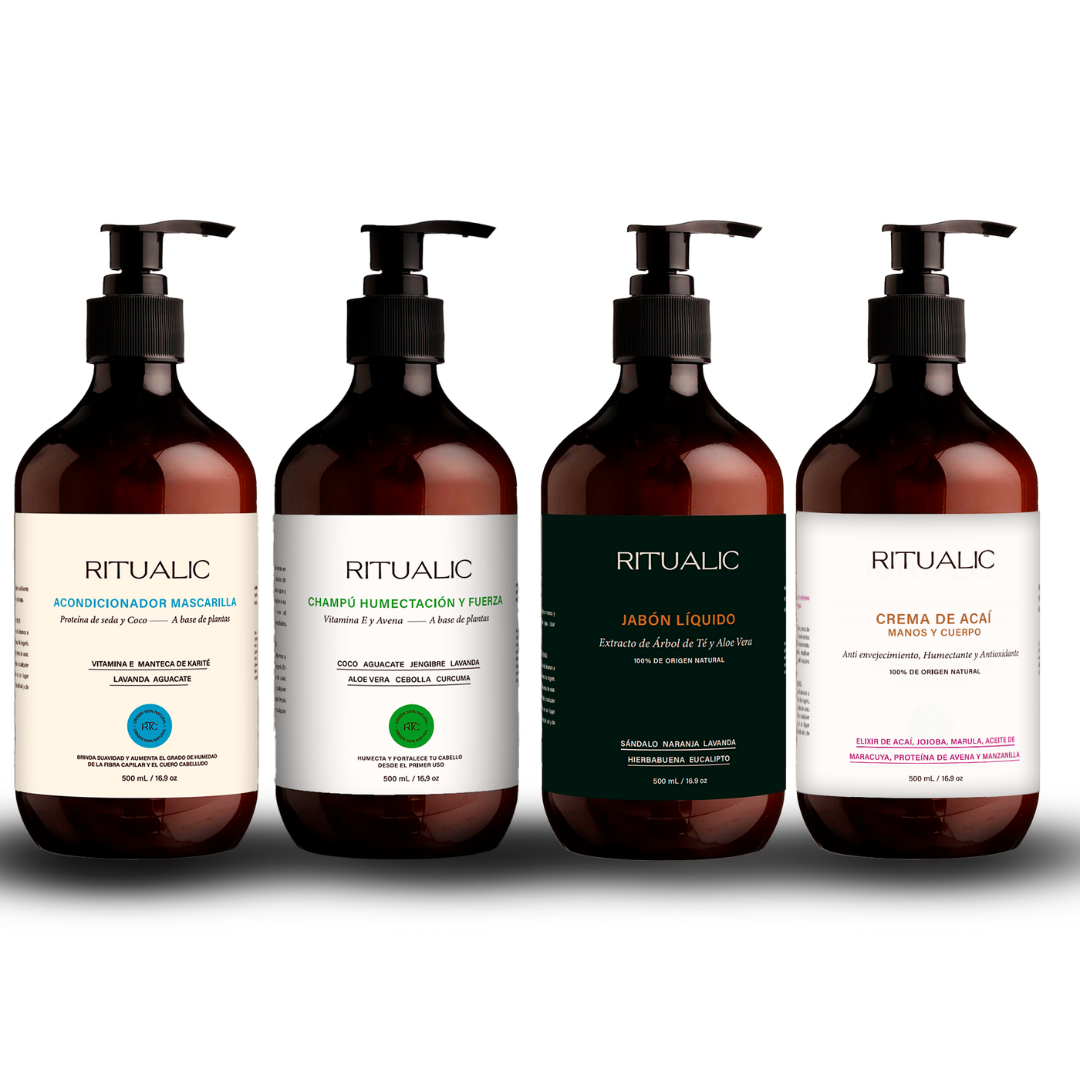 Ritual Cuidado Completo: Champú + Acondicionador + Jabón + Crema - 300mL o 500 mL