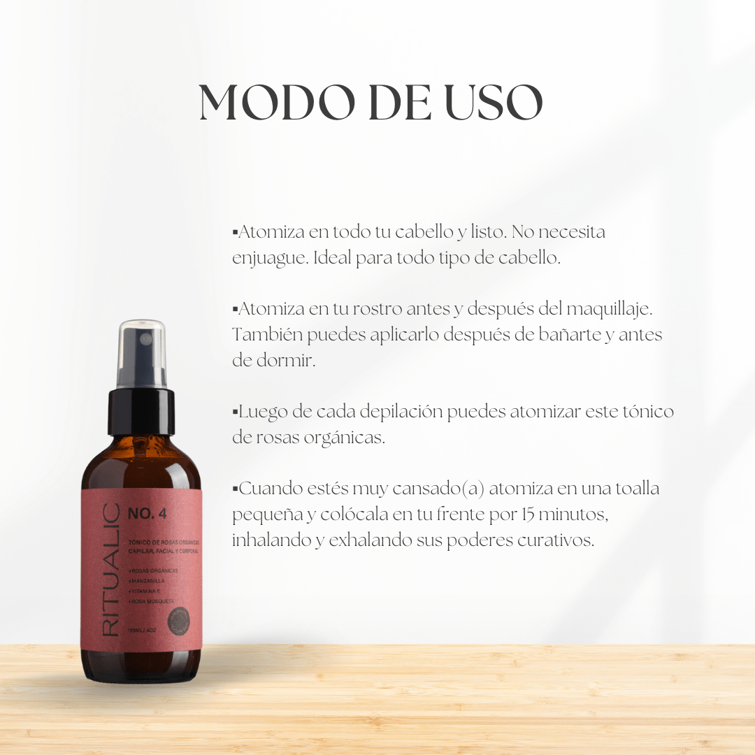 No.4 Tónico de Rosas Orgánicas capilar, facial y corporal - Ritualic
