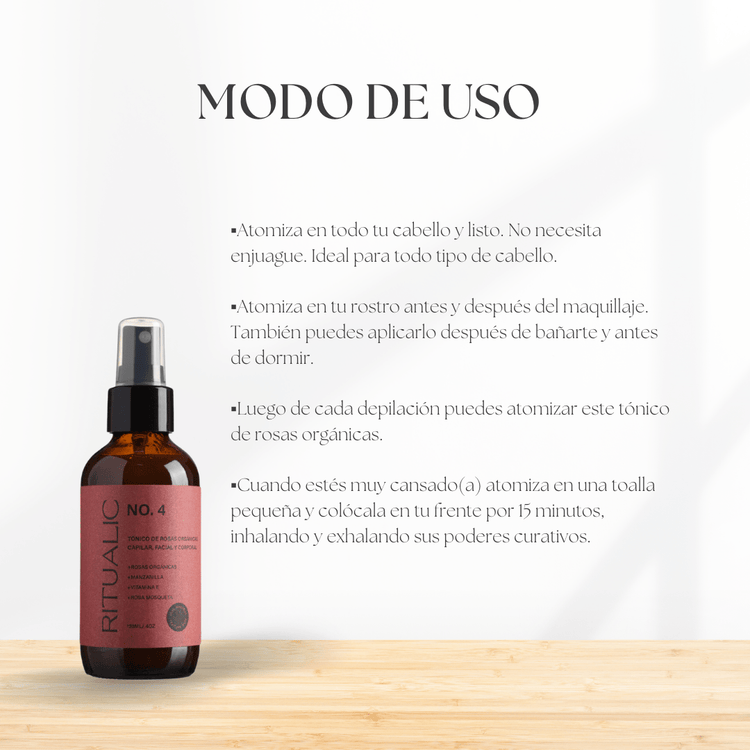 No.4 Tónico de Rosas Orgánicas capilar, facial y corporal - Ritualic